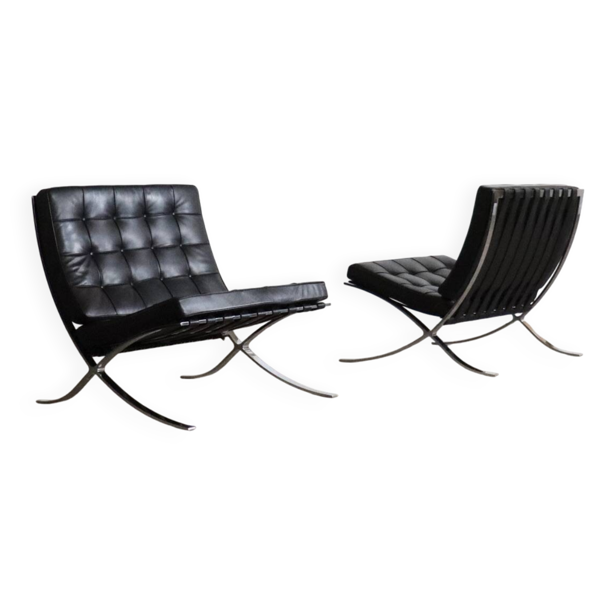 Pair of Barcelona chairs by Ludwig Mies van der Rohe for Knoll, 1960s.