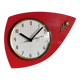 Vintage formica clock silent wall clock asymmetrical "Flash transistor red flower"
