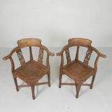 Set of 2 teak corner chairs, 1980s
