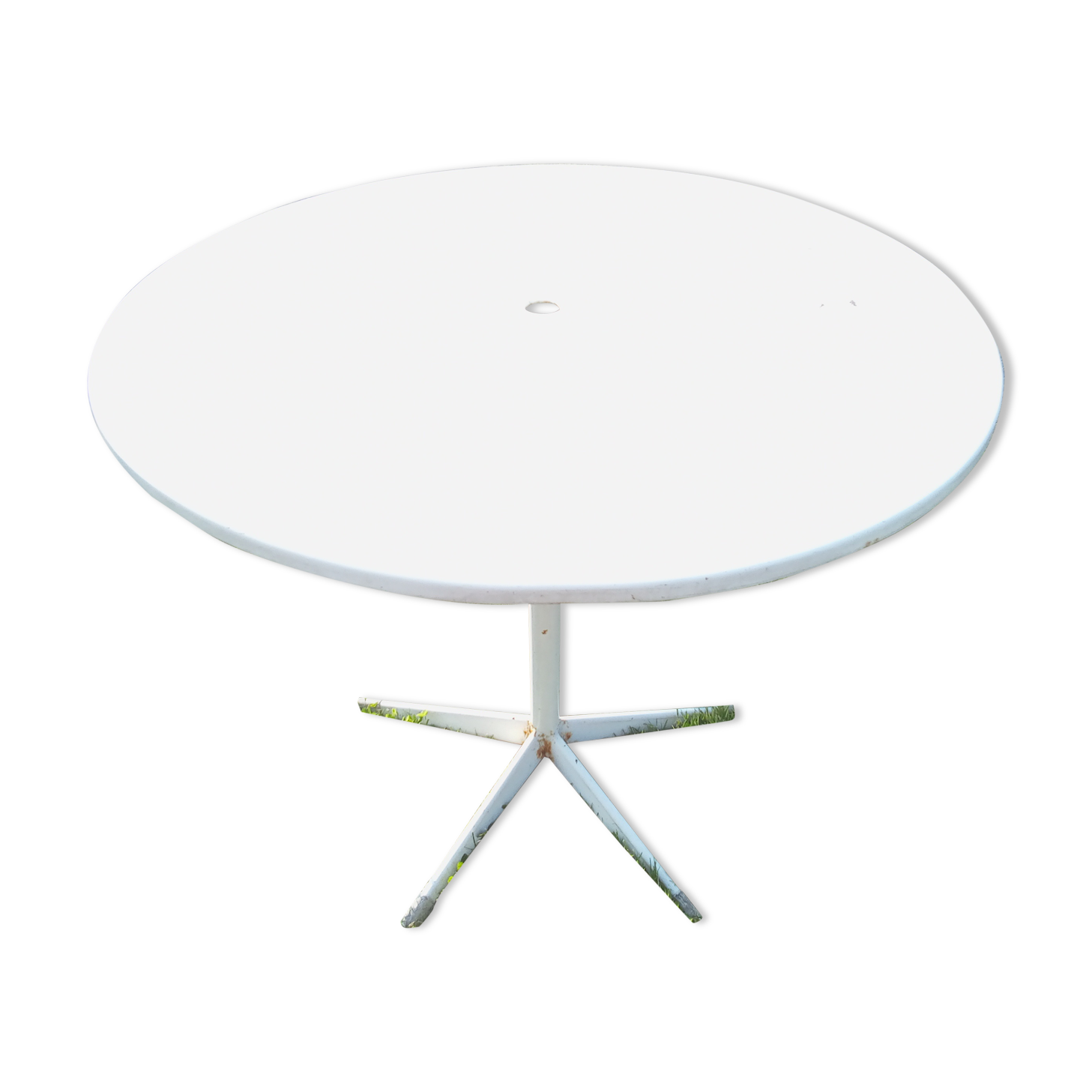 Table d'extérieur en fer piètement étoile du ancien bistrot pliable