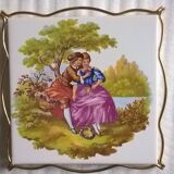 Old underside or flat rest with Fragonard Villeroy and Boch earthenware decor.