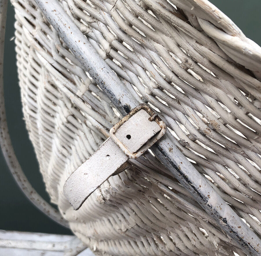 Pair of vintage white rattan armchairs