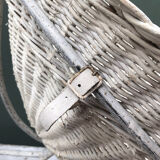 Pair of vintage white rattan armchairs