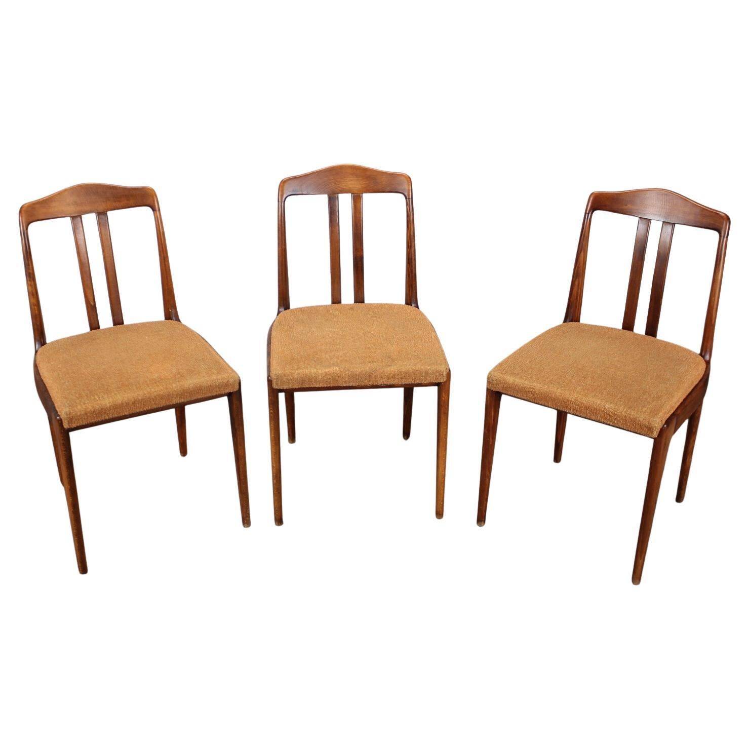 Ensemble de trois chaises de salle à manger des années 1970 par Drevotvar, Tchécoslovaquie