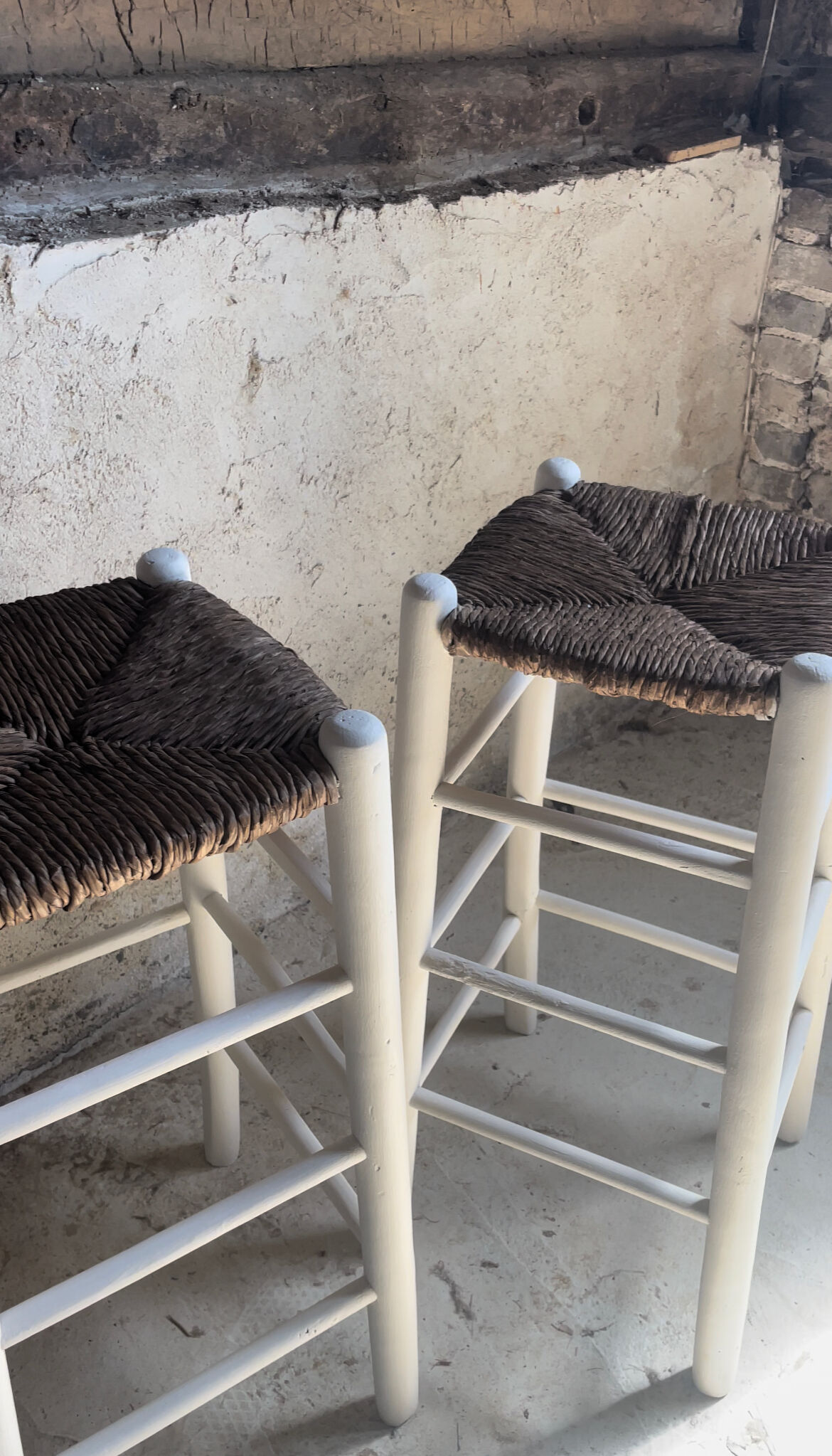 Straw and wood stools