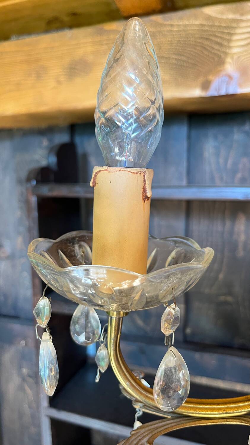 3-light brass pendant light with glass and pendants