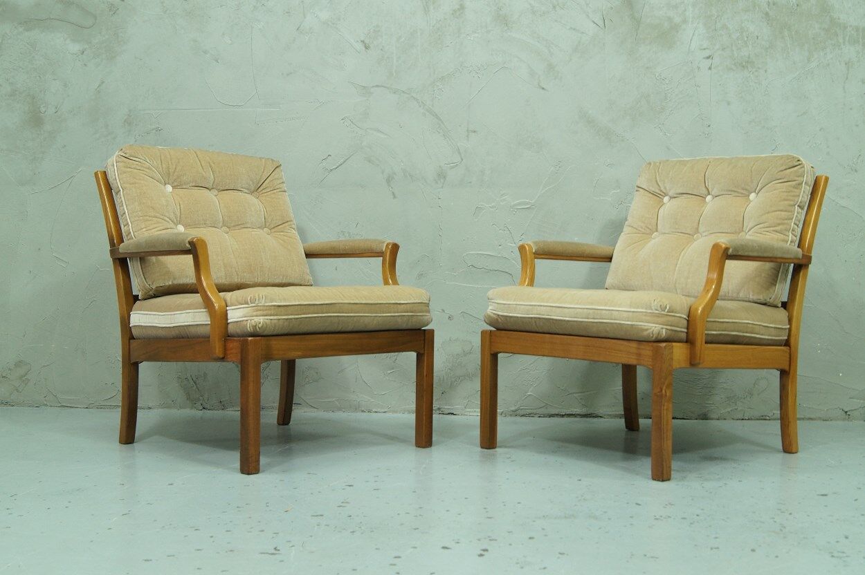 Scandinavian teak & velvet living room set, 1960s