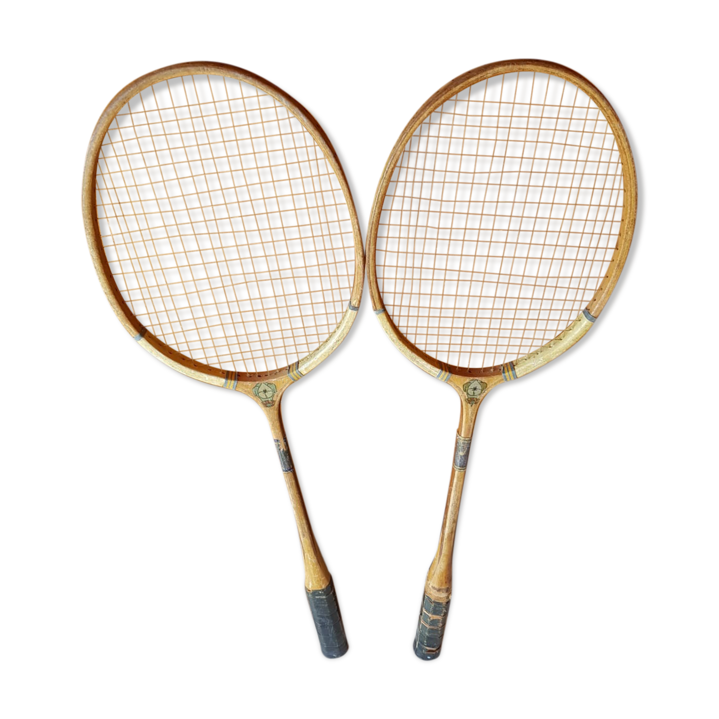 Pair old badminton racket Lily wood