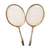 Pair old badminton racket Lily wood