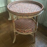 Round old rattan pedestal table