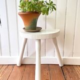 Tabouret tripode blanc vintage