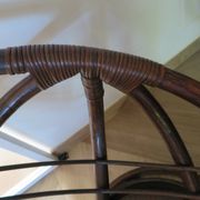 Vintage set of 2 swivel chairs in bamboo and rattan - Papasan shape