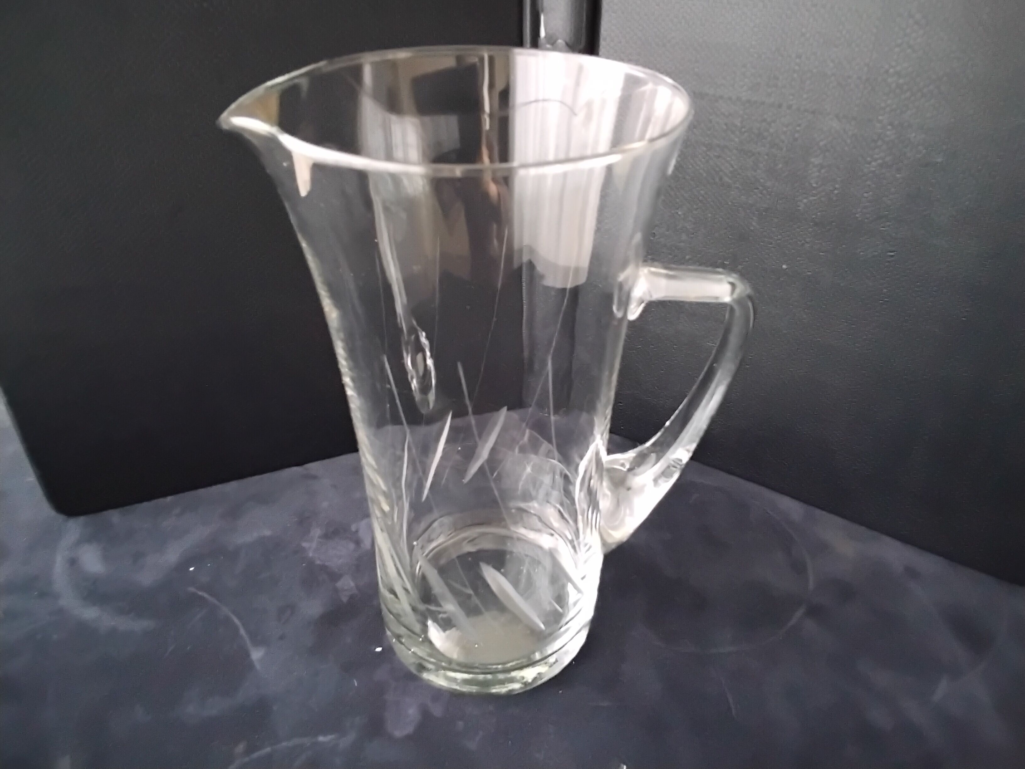 Water decanter, vintage ground glass jug