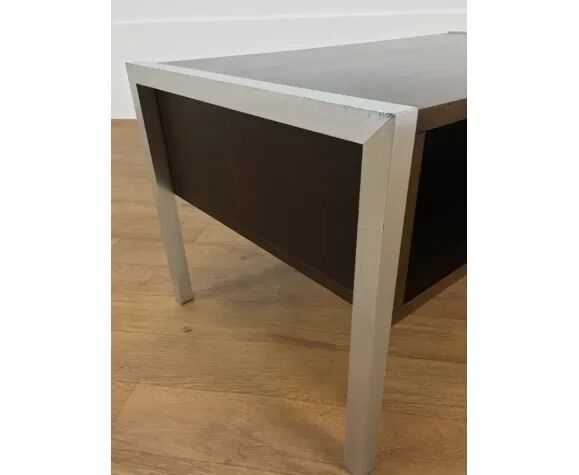 Coffee table wood and aluminum 70s