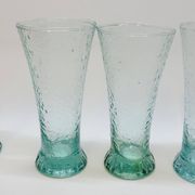 6 verres évasés en verre bleu soufflé bullé texturé pastis / orangeade / eau