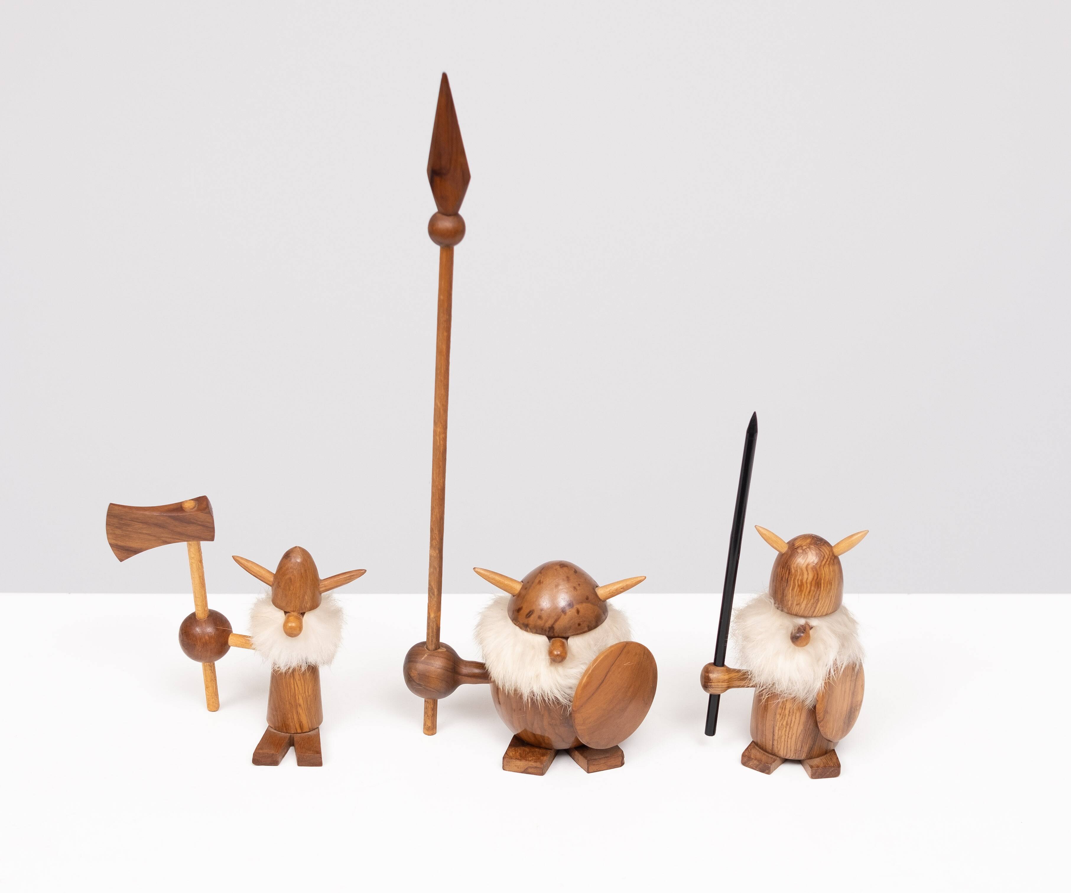 Teak toy Vikings Kay Bojesen Denmark 1960s