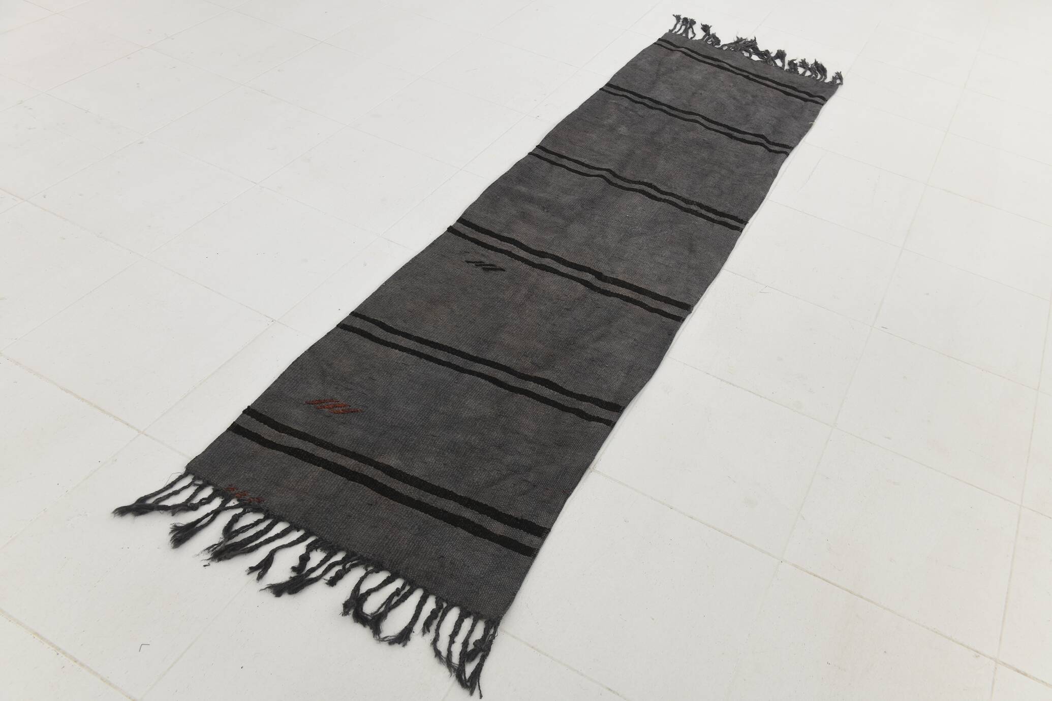 2x8 Green & Black One-of-a-Kind Vintage Kilim Runner, 67x247 Cm