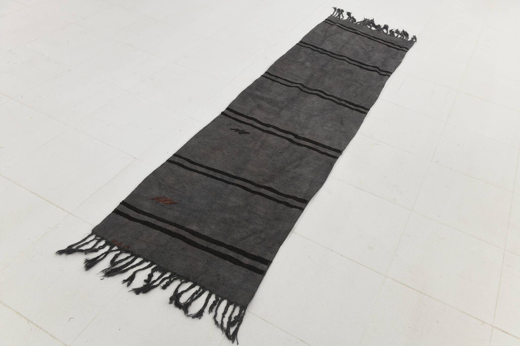 2x8 Green & Black One-of-a-Kind Vintage Kilim Runner, 67x247 Cm