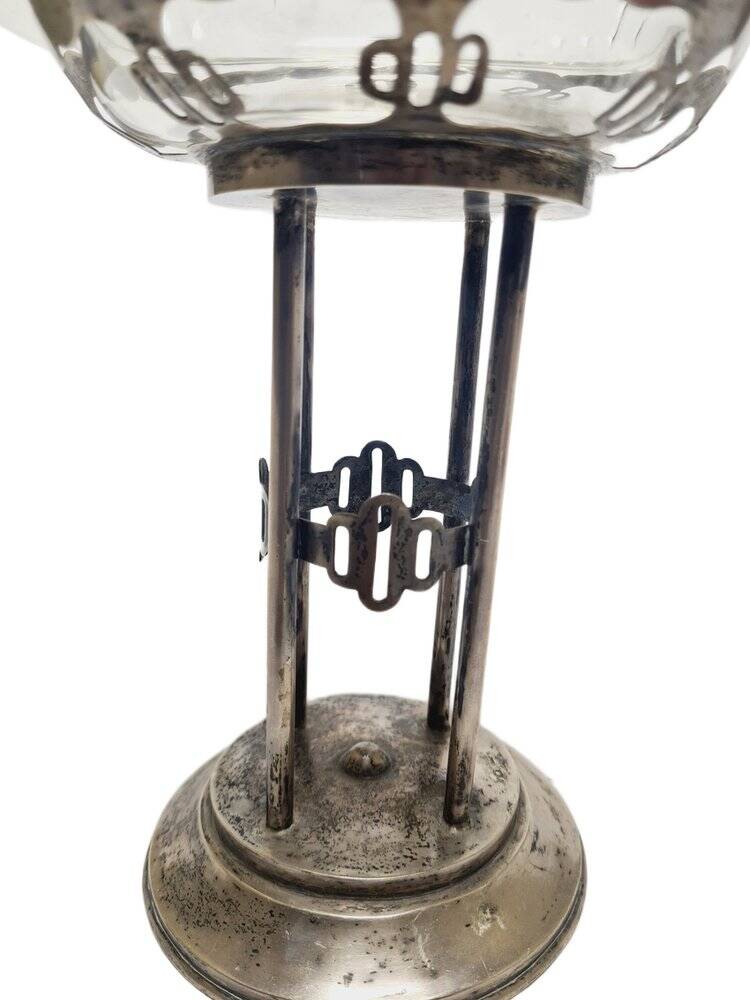 Art Deco Polish silver crystal bowl on stand, 1930s