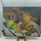 Tableau huile sur bois nature morte