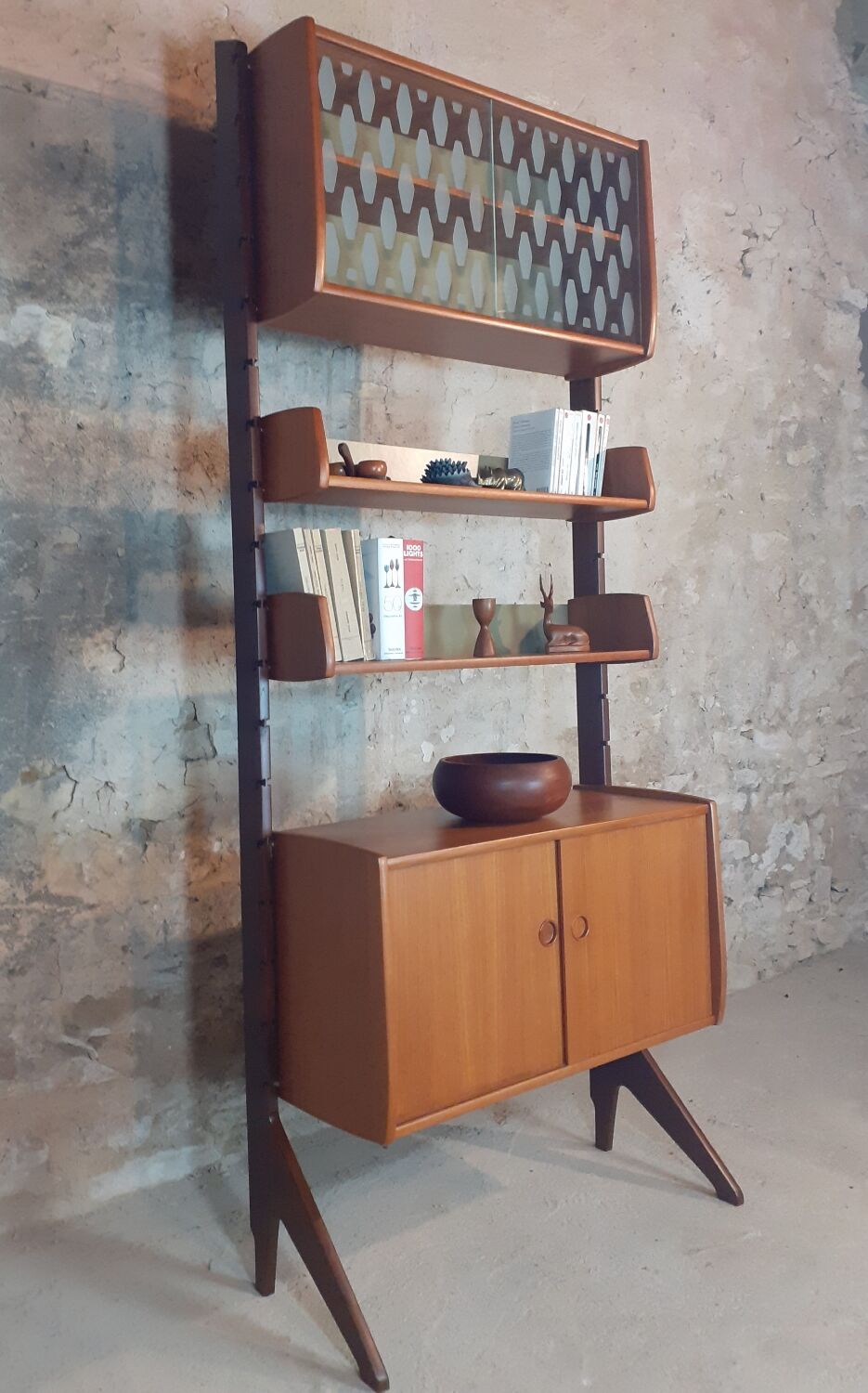 Ergo teak shelving unit, Scandinavian vintage 1960s