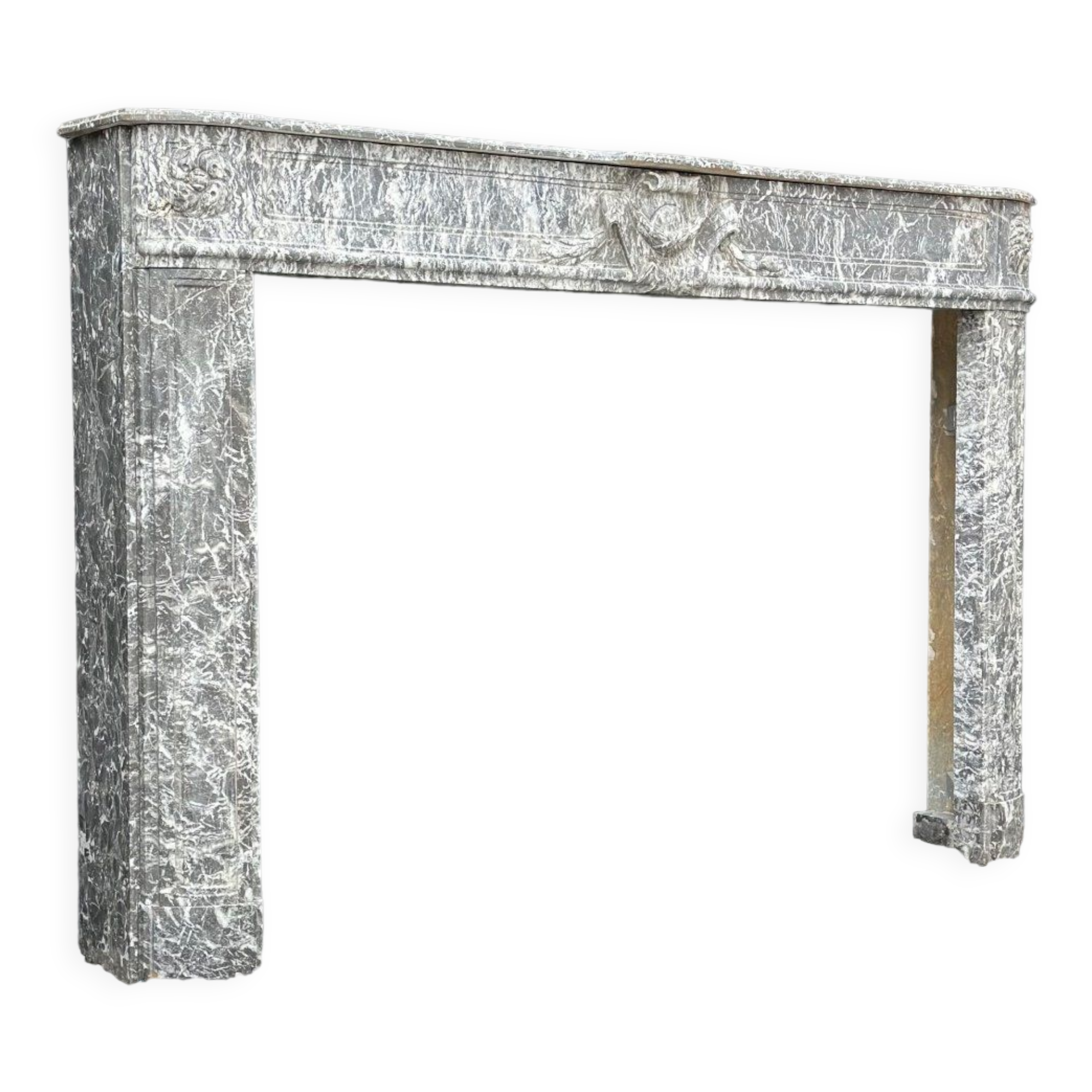 Louis XVI fireplace in gray marble Saint Anne, eighteenth century