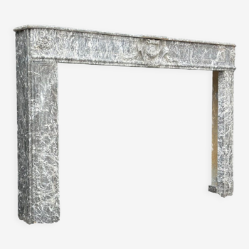 Louis XVI fireplace in gray marble Saint Anne, eighteenth century