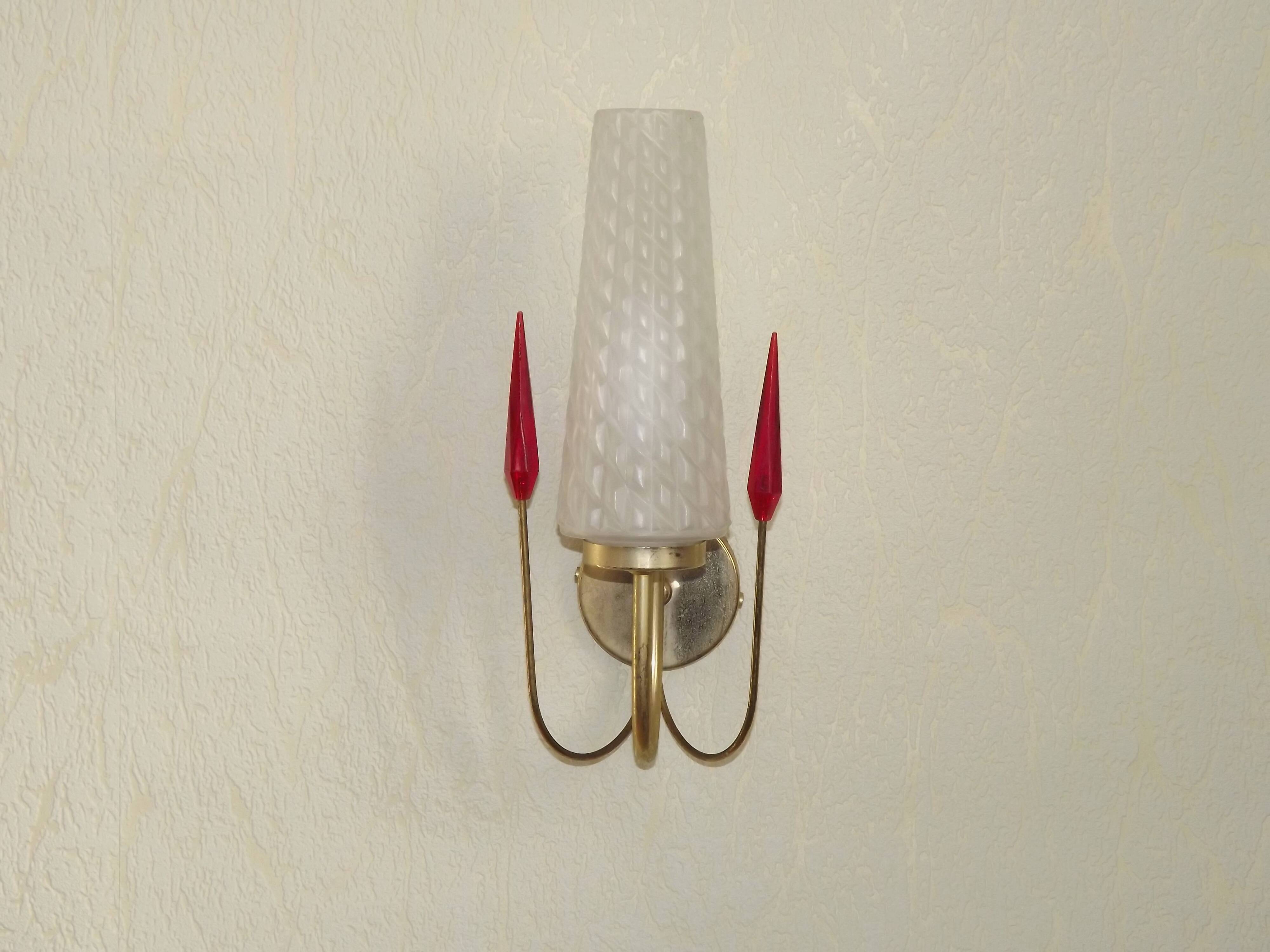 Simple Vintage Retro 1960s Gold Metal White Glass Shade 5