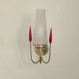 Simple Vintage Retro 1960s Gold Metal White Glass Shade 5