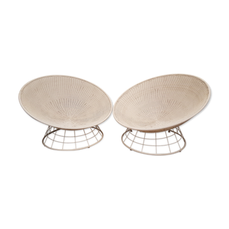 Pair of scoubidou armchairs