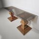 Console table in reed and glass, Italy, 1970.