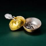 Apple lidded vanity box in brass, Italy, 1970s