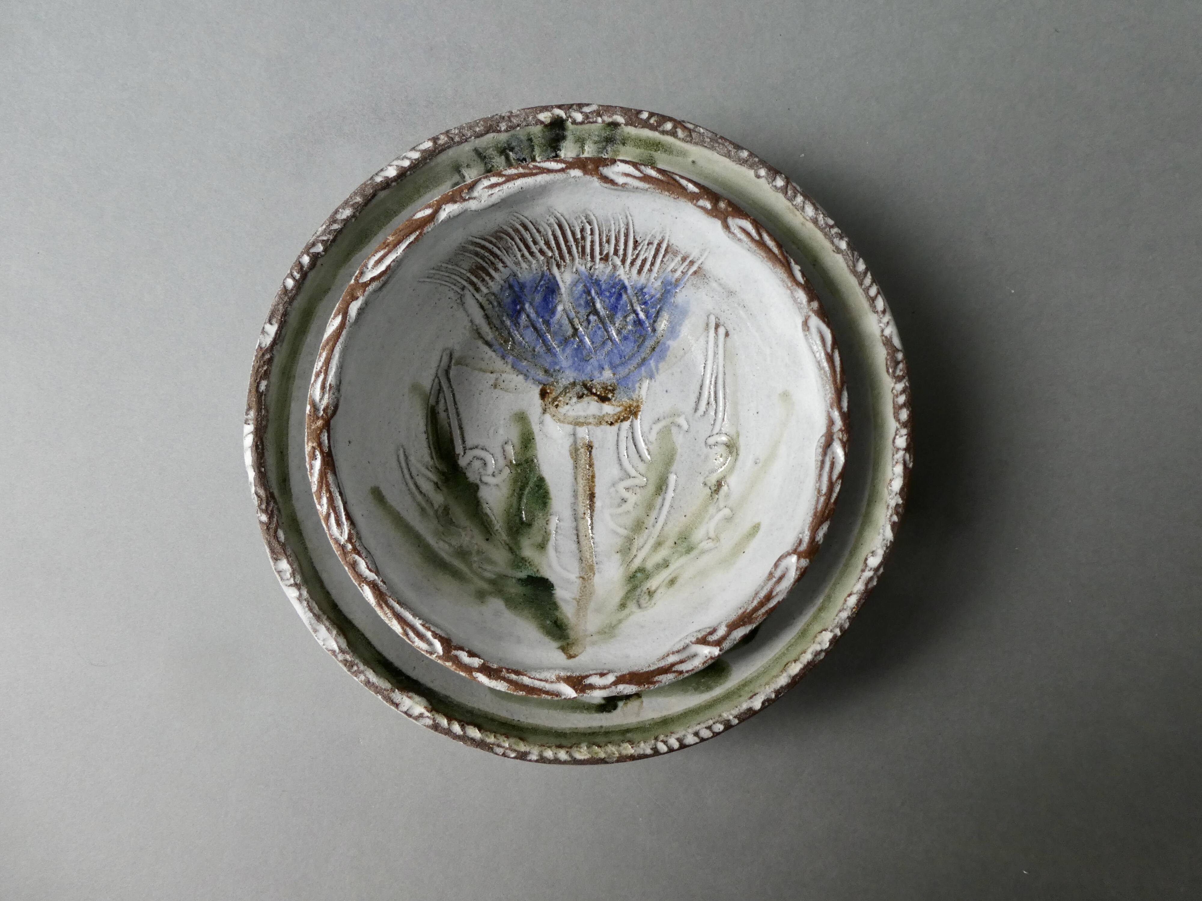 2 ceramic cups signed, Albert Thiry Vallauris