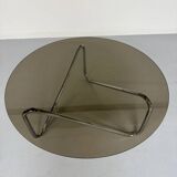 Tubular coffee table and smoked glass, French design, vintage 60s