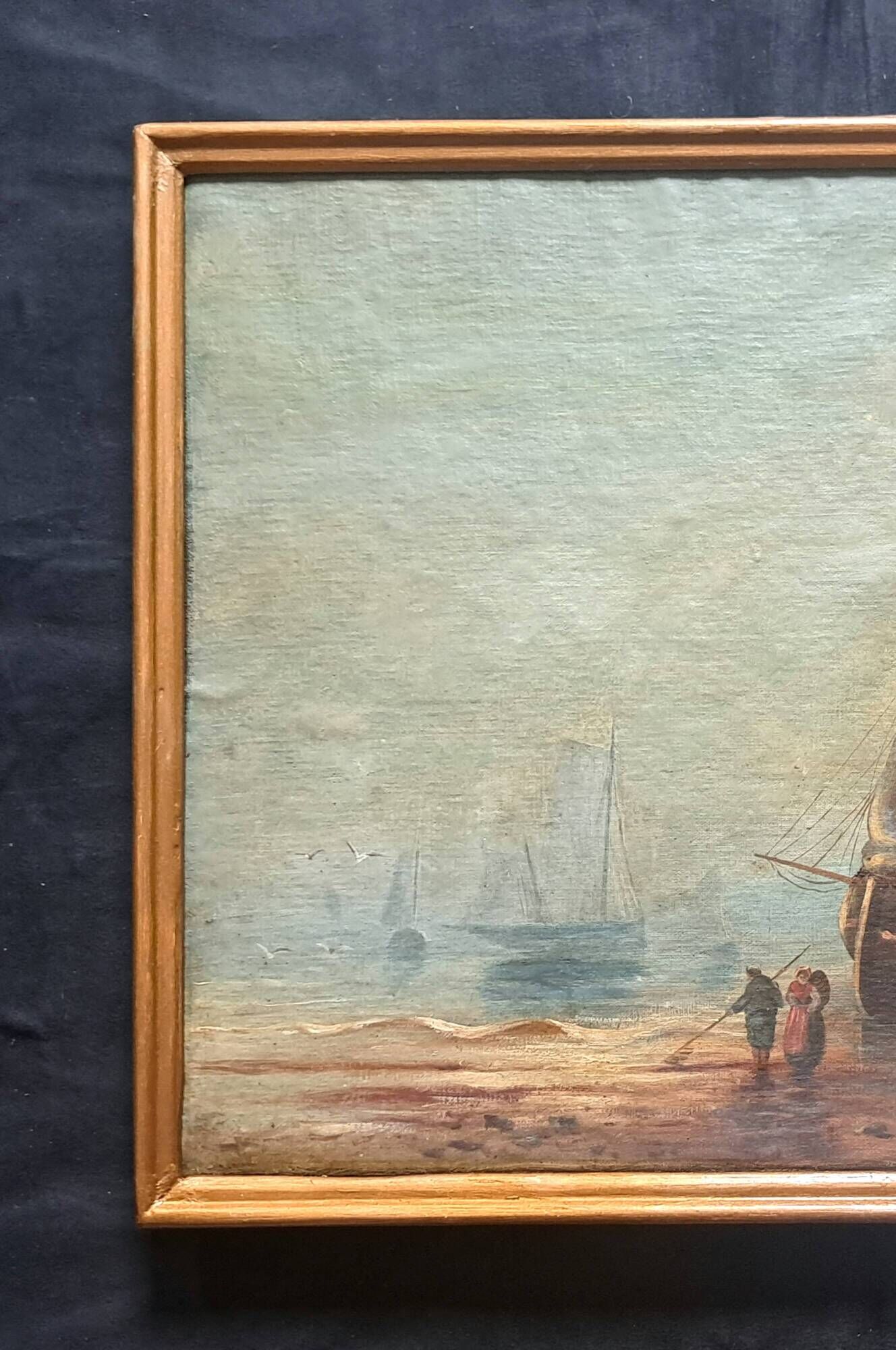 Pair of Impressionist paintings, Oil on canvas 1830, Romantic seascape