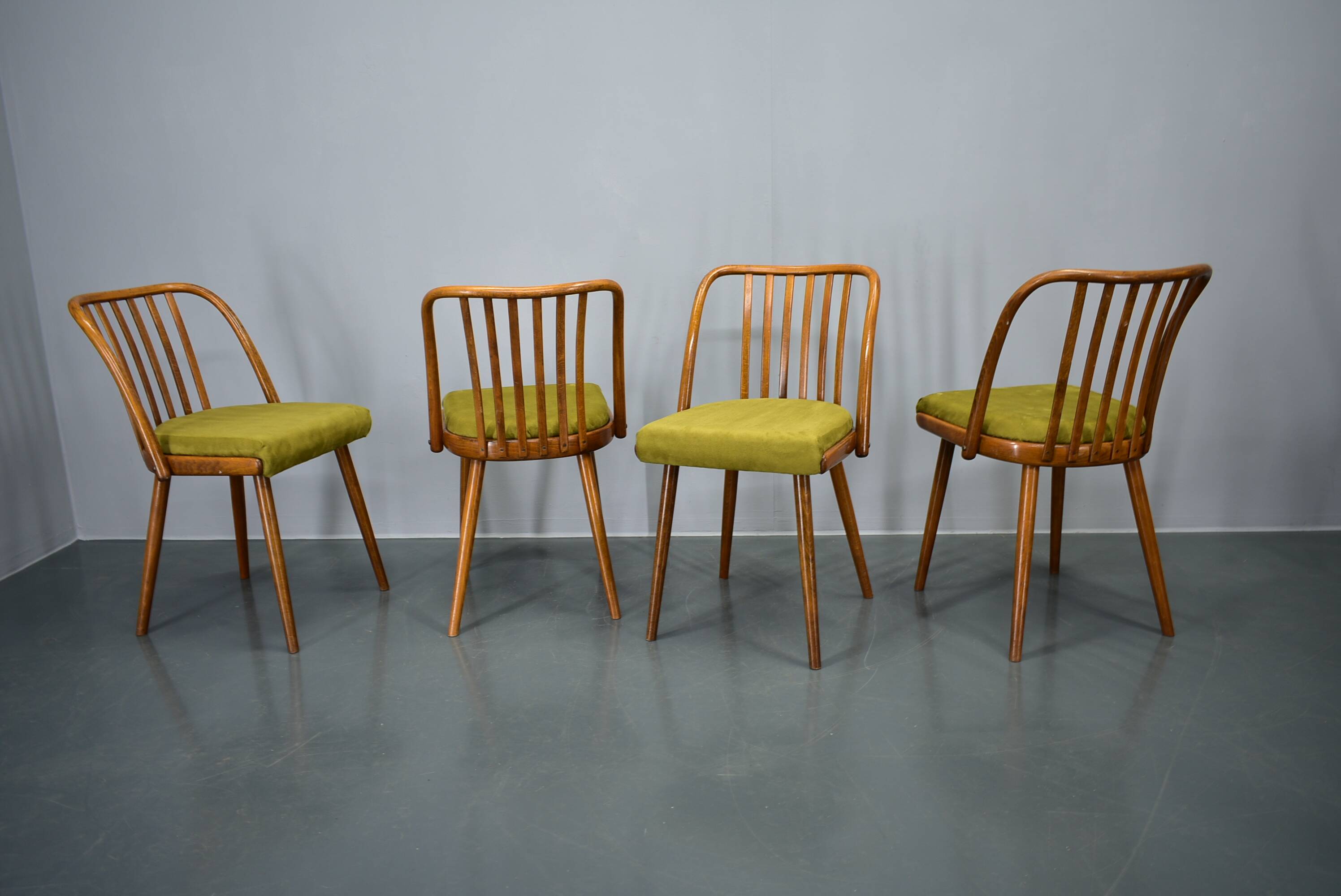 1960s Antonin Suman beech dining chairs, set of 4