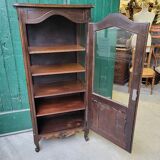 Showcase 1 door with 3 sides walnut windows louis xv style