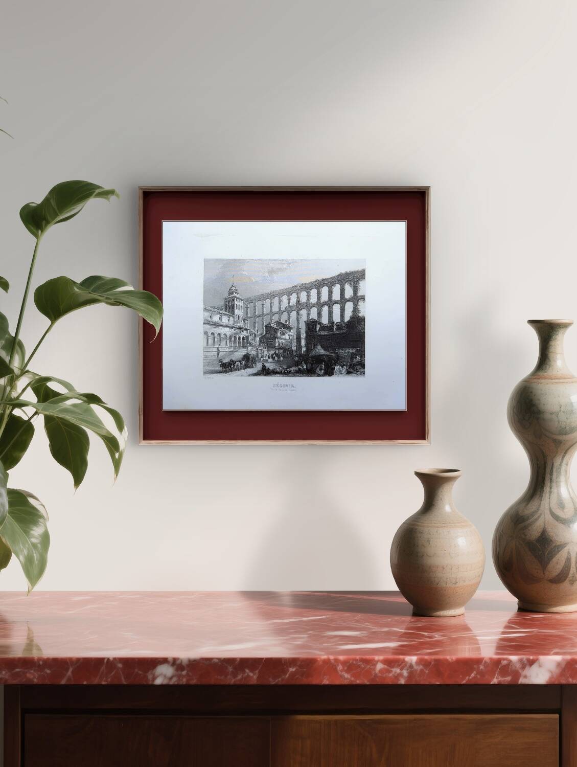 Segovia, Spain, Vintage engraving, printed in 1841.