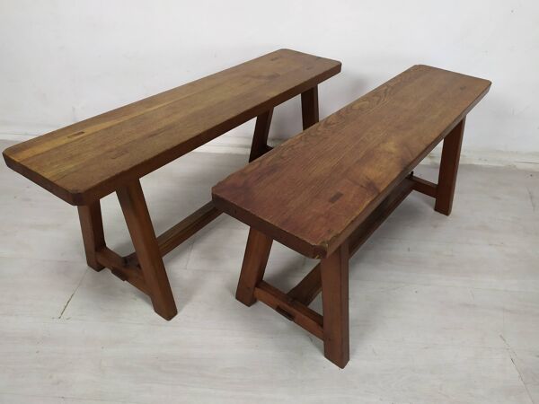 Paire de bancs de ferme