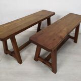 Paire de bancs de ferme