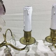 Pair of girandole lamps in bronze and crystal