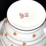 ART DECO Tea Service Teapot + 10 cups in Limoges porcelain CHAPUS fils 1930