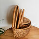 Set of 3 rattan baskets, with lid