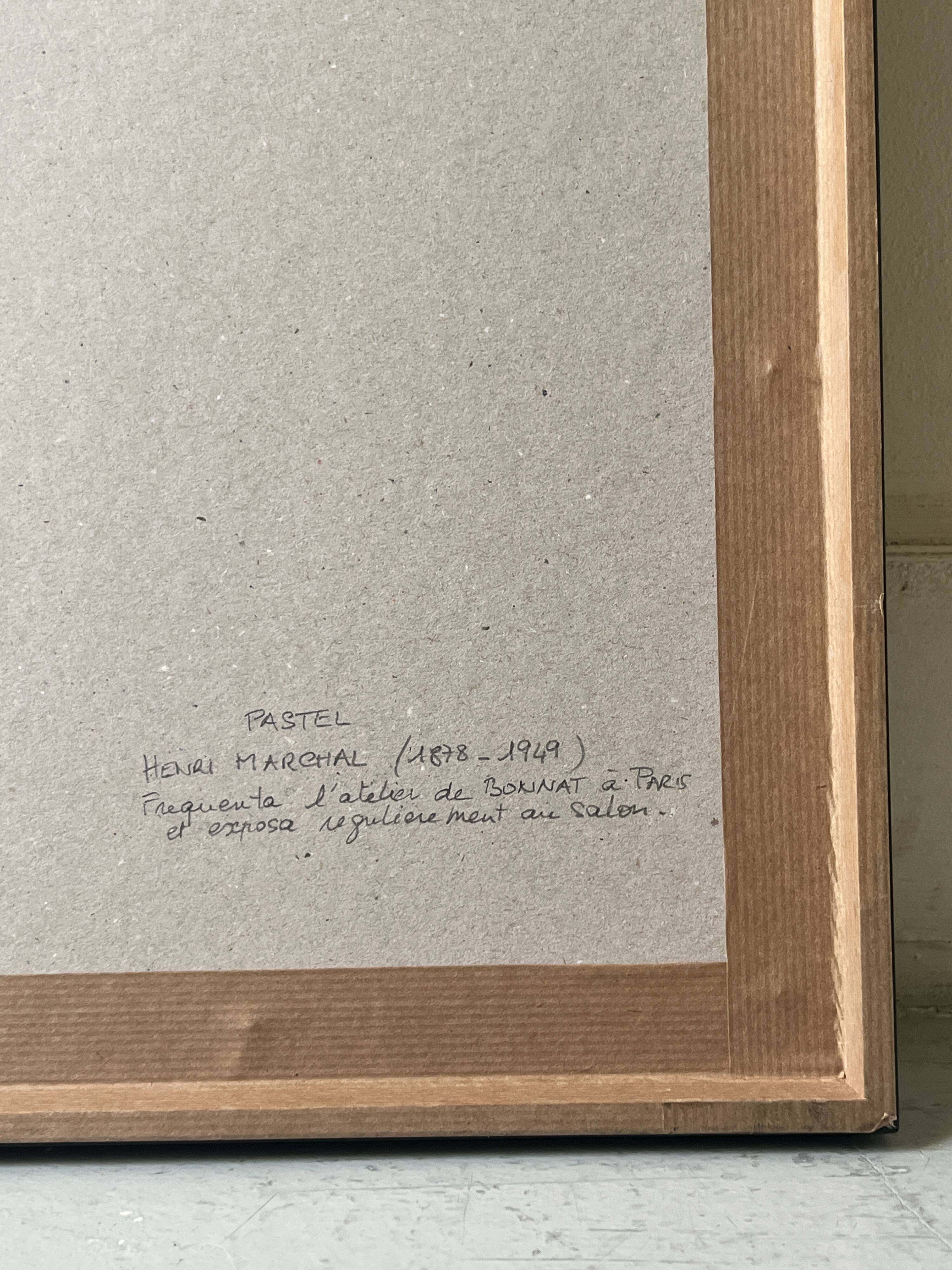 Pastel landscape under glass signed Henri Marchal