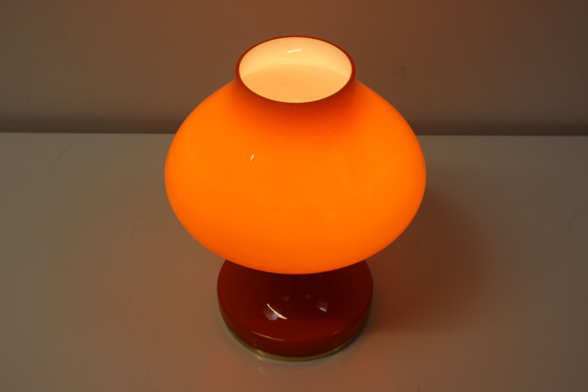 All Glass Orange Table Lamp by Valasske Mezirici, 1970s