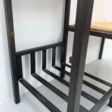 Side table with straw bench
