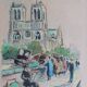Watercolor "Notre-Dame de Paris seen from the quays"