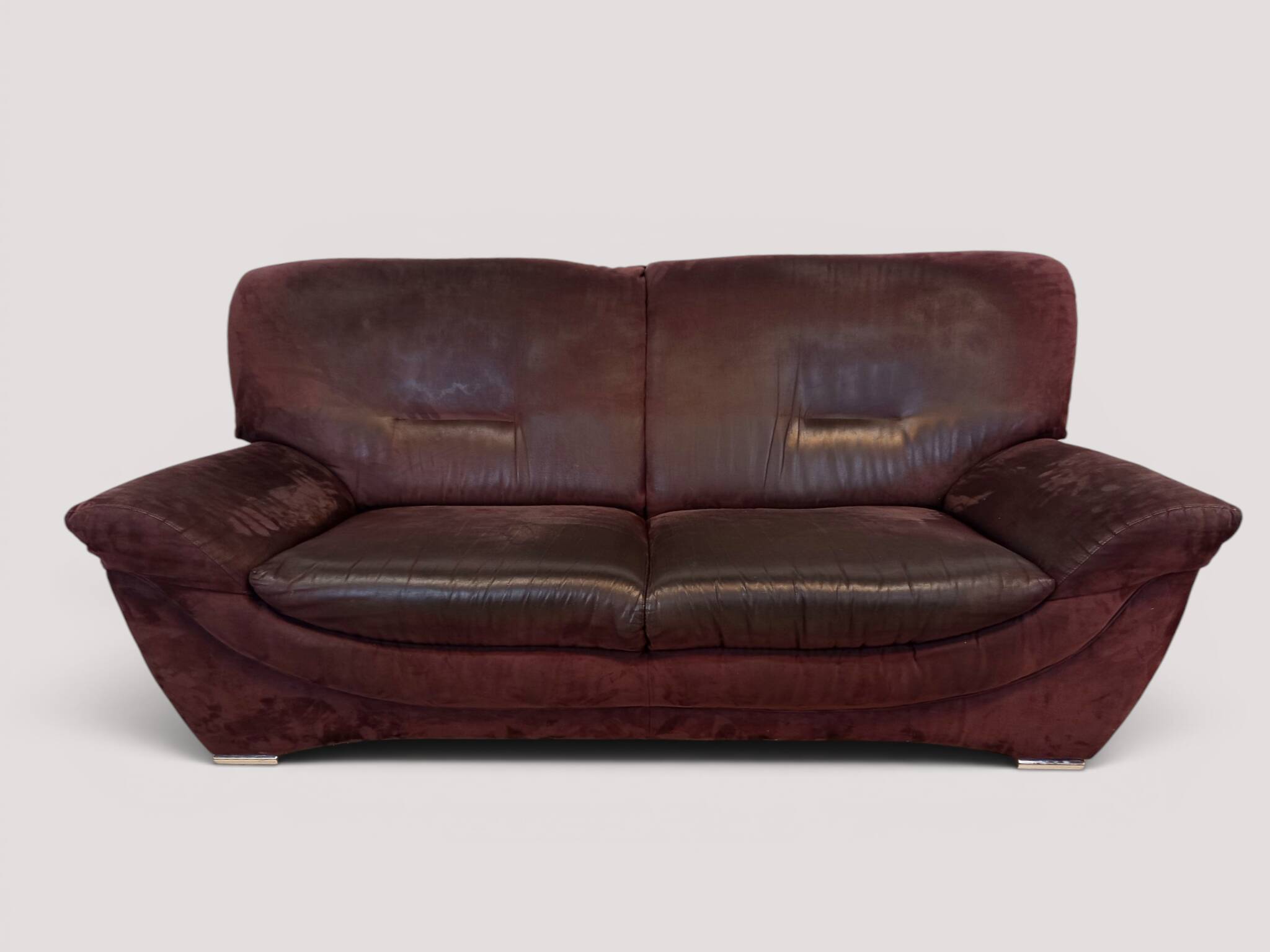 Vintage brown nubuck leather 2-seater sofa "Charisma" – 1980s