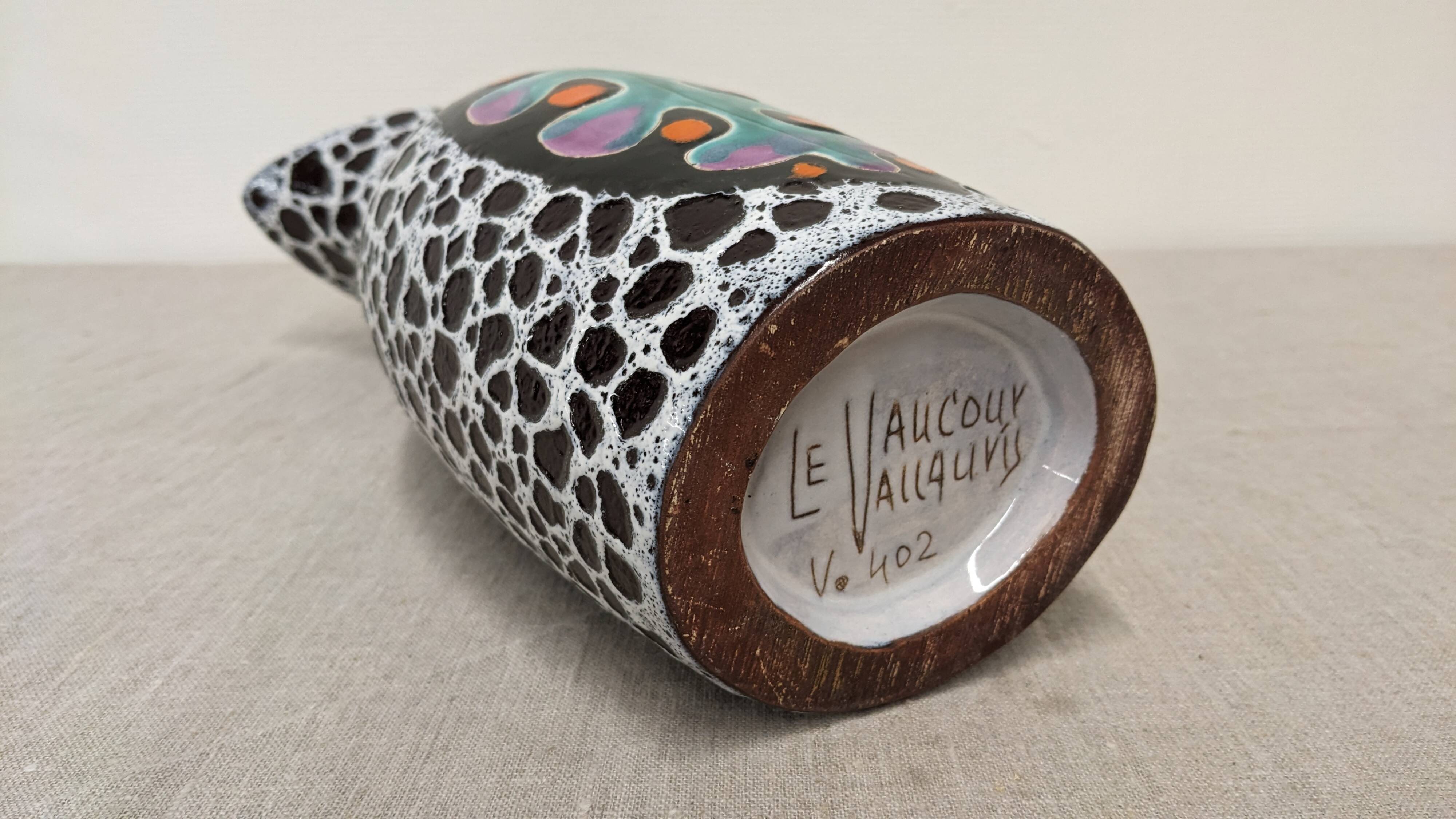 Ceramic vase by Marino Le Vaucour in Vallauris, France, circa 1960.