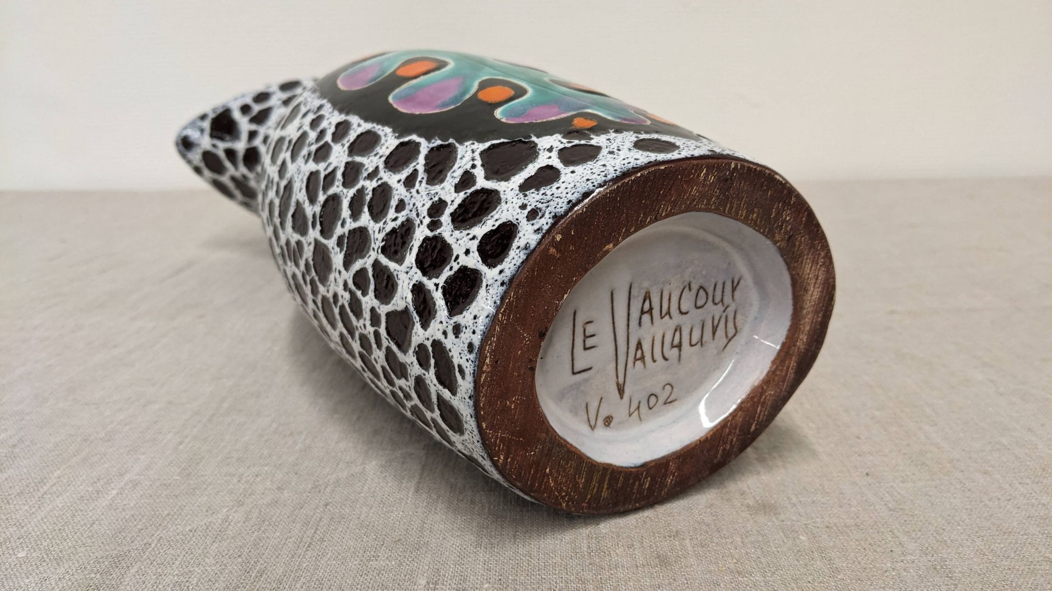 Ceramic vase by Marino Le Vaucour in Vallauris, France, circa 1960.